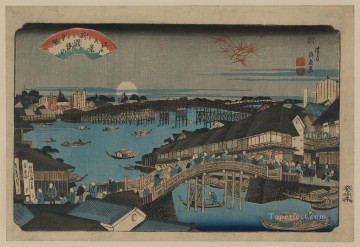 Keisai Eisen Painting - evening glow at ryogoku bridge 1848 Keisai Eisen Ukiyoye